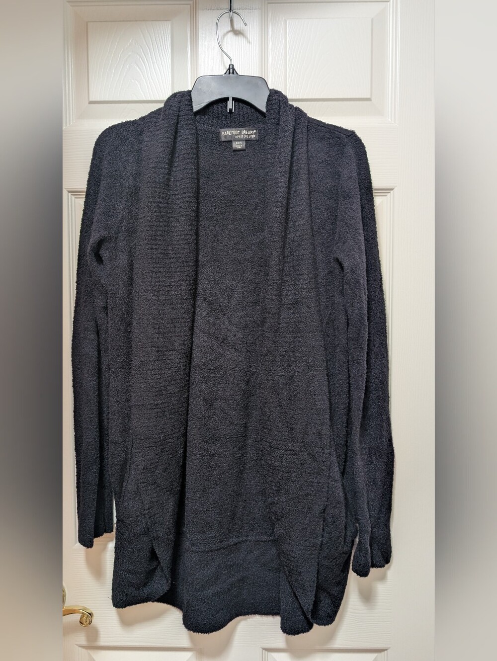 Barefoot Dreams Cozy Chic Lite Knit Circle Charcoal Open-Front Pocket Cardigan